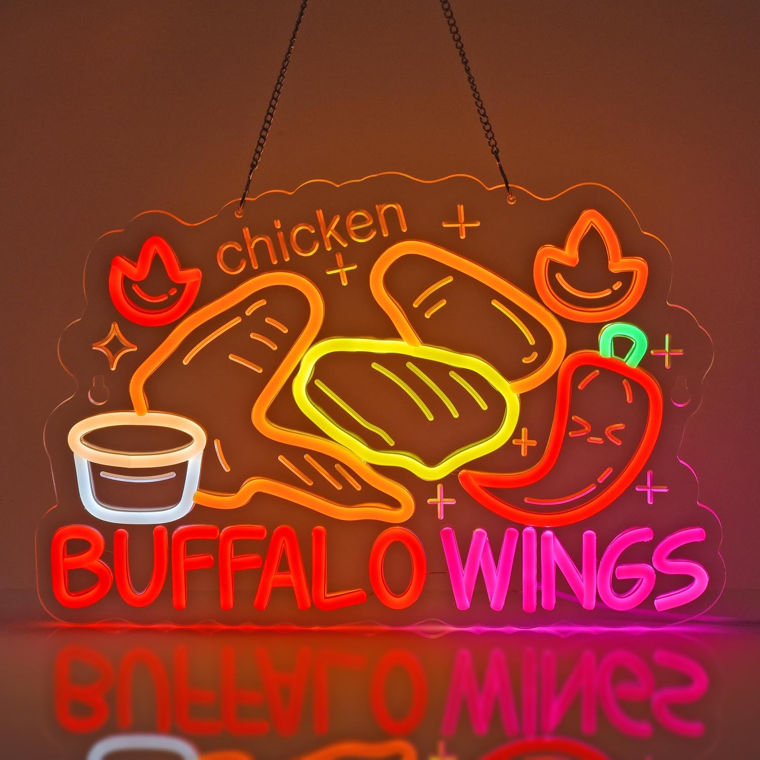 Outdoor Lighting Restaurant - Buffalo Wings LED Neon Sign USB