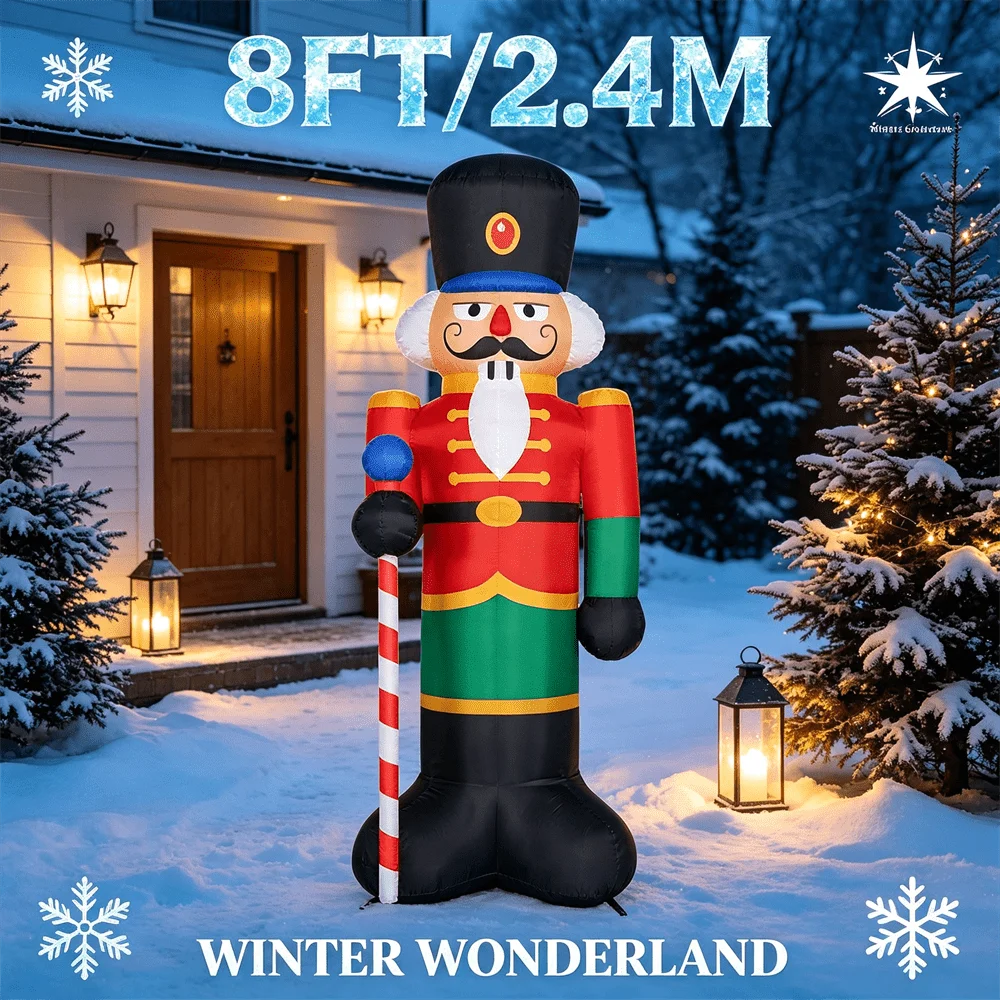 Xmas Outdoor Lighting Decorations - Winter Garden 8FT/2.4M Walnut Soldier Inflatable