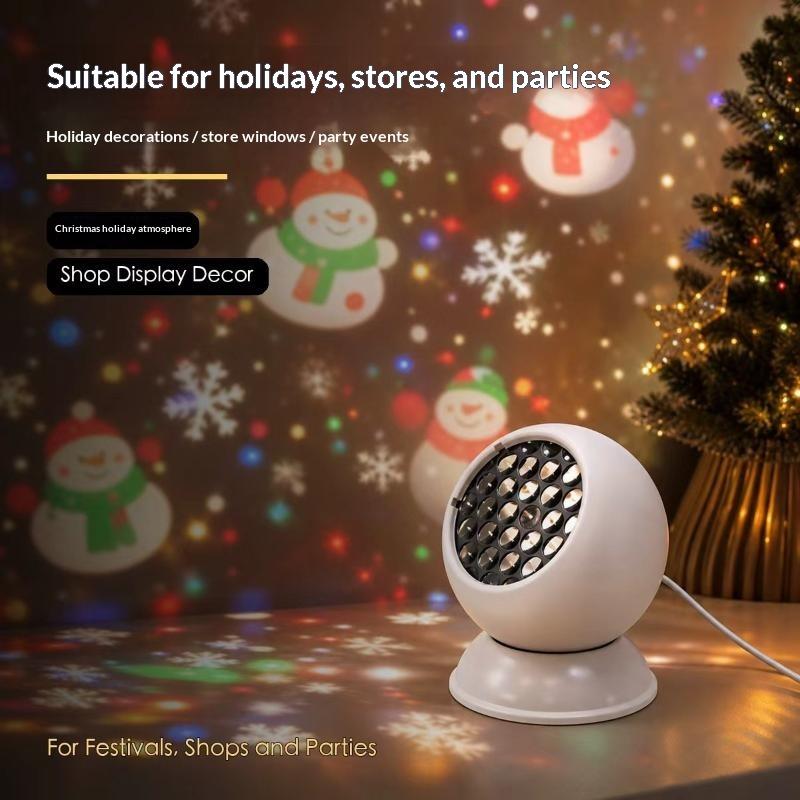 Xmas Outdoor Lighting Decorations - 360° Rotating LED Snowflake Projection Light