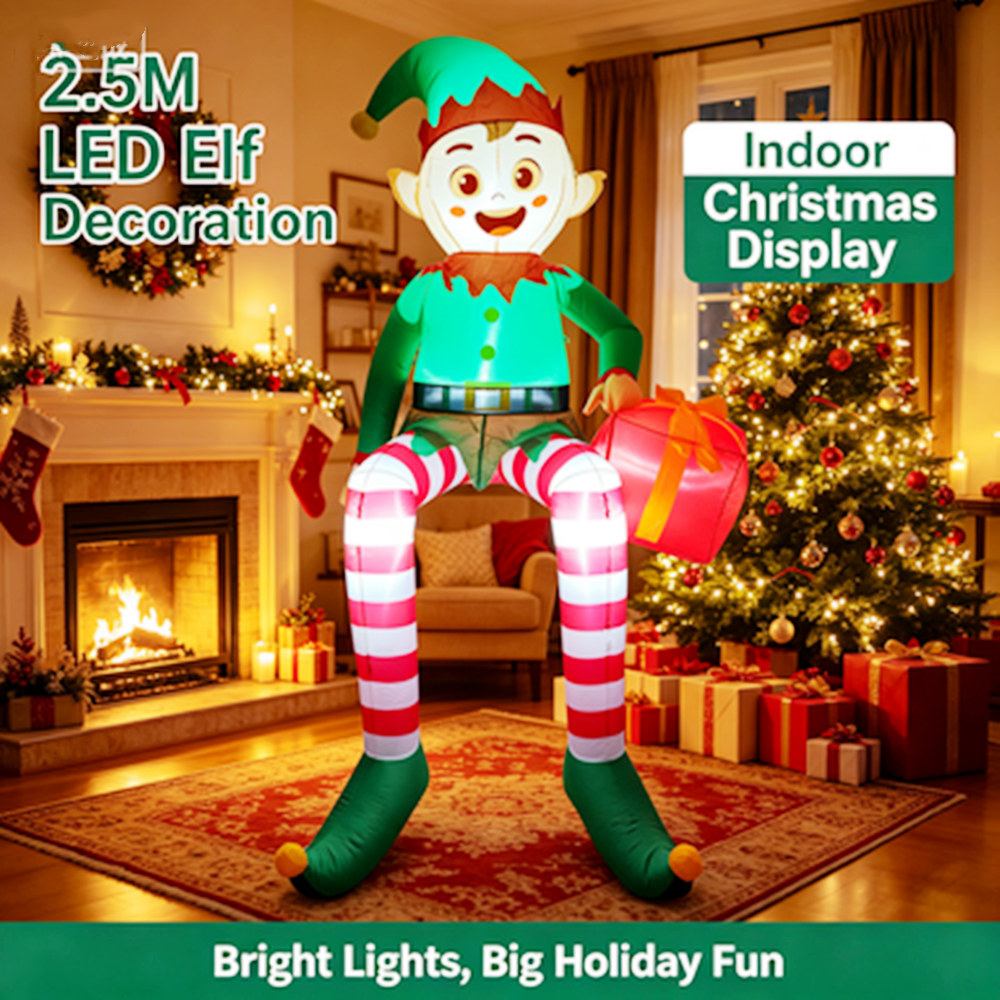 Xmas Outdoor Lighting Decorations - 2.5M LED Light Elf Inflatable Christmas