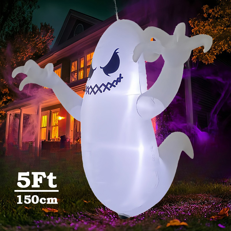 Outdoor Lighting Ideas For Party - 5Ft Halloween Inflatable Model Hanging Ghost