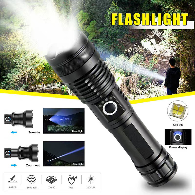 Outdoor Lighting Ideas For Party - High Power XHP70 Led Flashlight USB-C