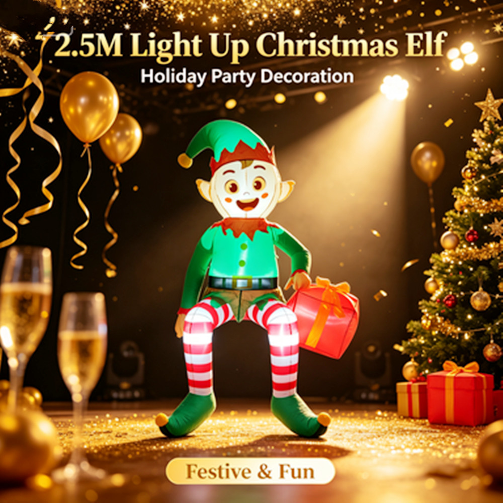 2.5M Christmas Inflatable Elf  - đánh giá và giá Xmas Outdoor Lighting Decorations