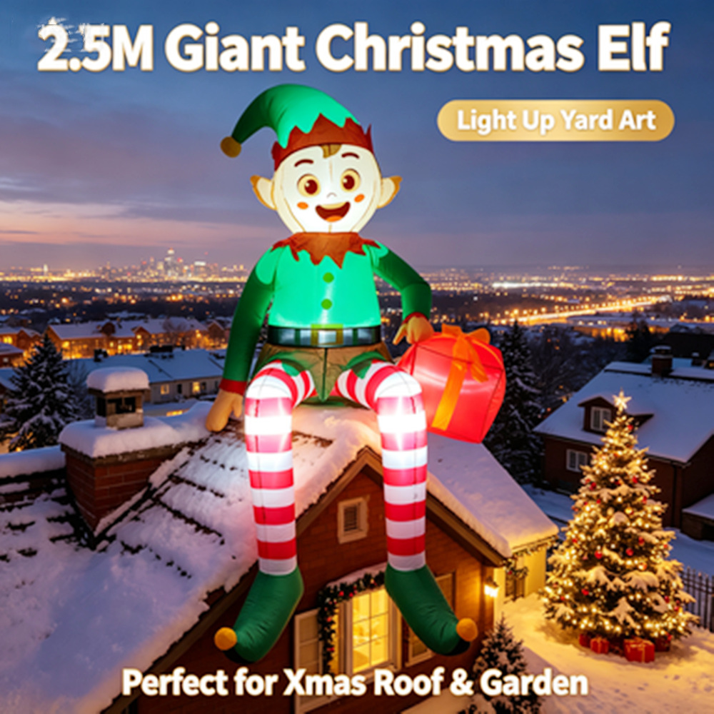 2.5M Christmas Inflatable Elf  - đánh giá và giá Xmas Outdoor Lighting Decorations
