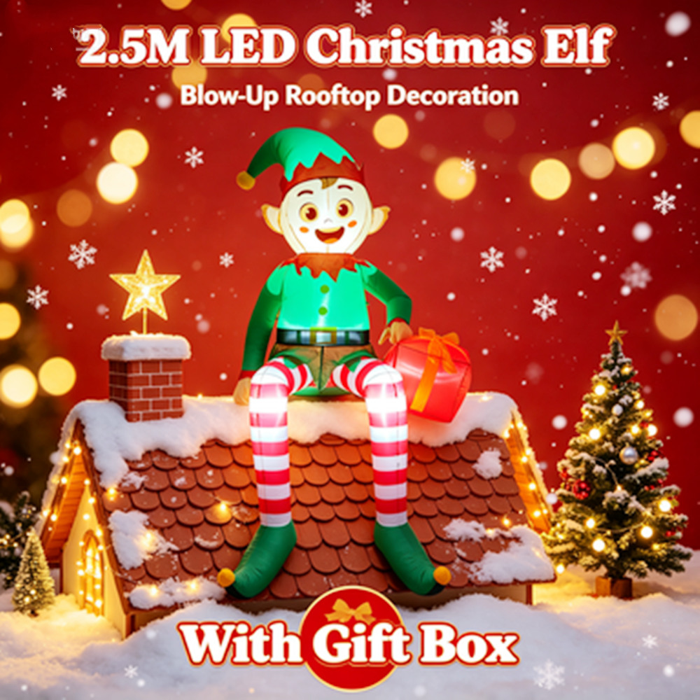 2.5M Christmas Inflatable Elf  - đánh giá và giá Xmas Outdoor Lighting Decorations