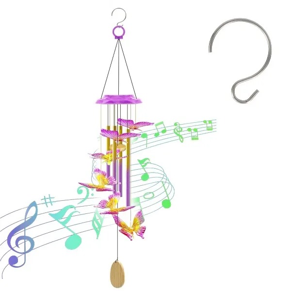 Solar Butterfly Wind Chime wit - đánh giá và giá Color Changing Outdoor