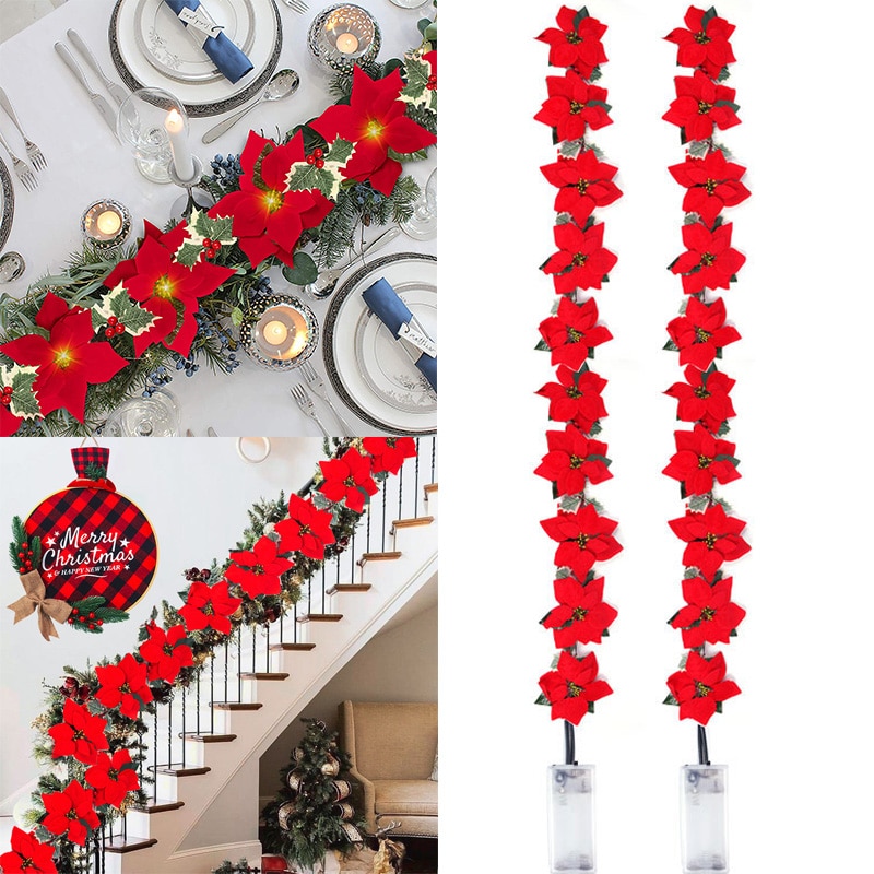 2/3m Christmas Poinsettia Flow - đánh giá và giá Xmas Outdoor Lighting Decorations