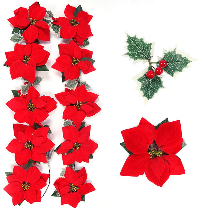 2/3m Christmas Poinsettia Flow - đánh giá và giá Xmas Outdoor Lighting Decorations