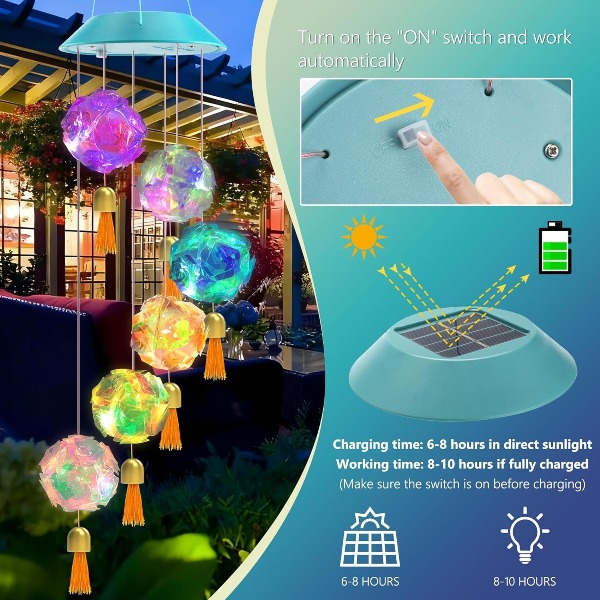 Solar Wind Chime, Color Changi - đánh giá và giá Color Changing Outdoor